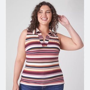Lane Bryant Collared Polo Ribbed Knit top 26/28